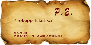Prokopp Etelka névjegykártya